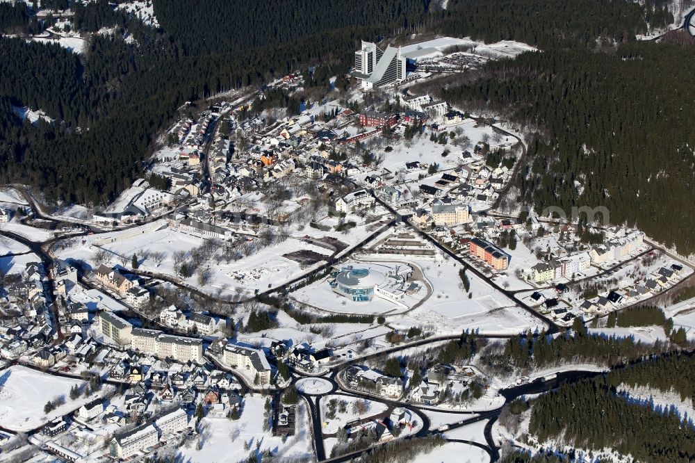 Aerial photograph Oberhof - Wintry view therme / leisure H2Oberhof in Oberhof in Thuringia