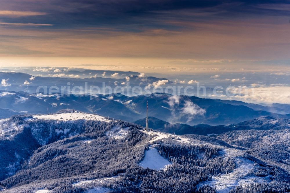 Seebach from above - Wintry snowy Hornisgrinde in Seebach in the state Baden-Wuerttemberg