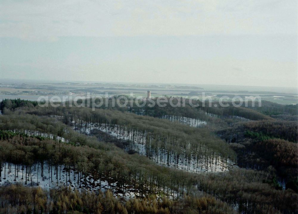 Binz from the bird's eye view: Wintry snowy castle of Jagdschloss Granitz in Binz island Ruegen in the state Mecklenburg - Western Pomerania, Germany