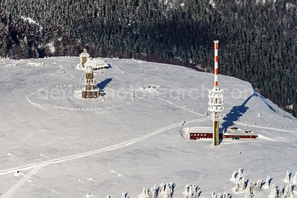 Feldberg (Schwarzwald) from above - Wintry snowy hill Feldberg (Schwarzwald) in the state Baden-Wurttemberg, Germany