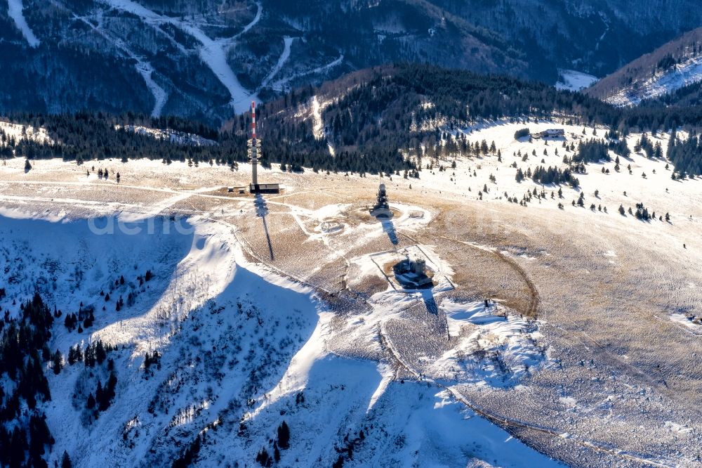 Feldberg (Schwarzwald) from the bird's eye view: Wintry snowy at Feldberg (Schwarzwald) in the state Baden-Wurttemberg, Germany