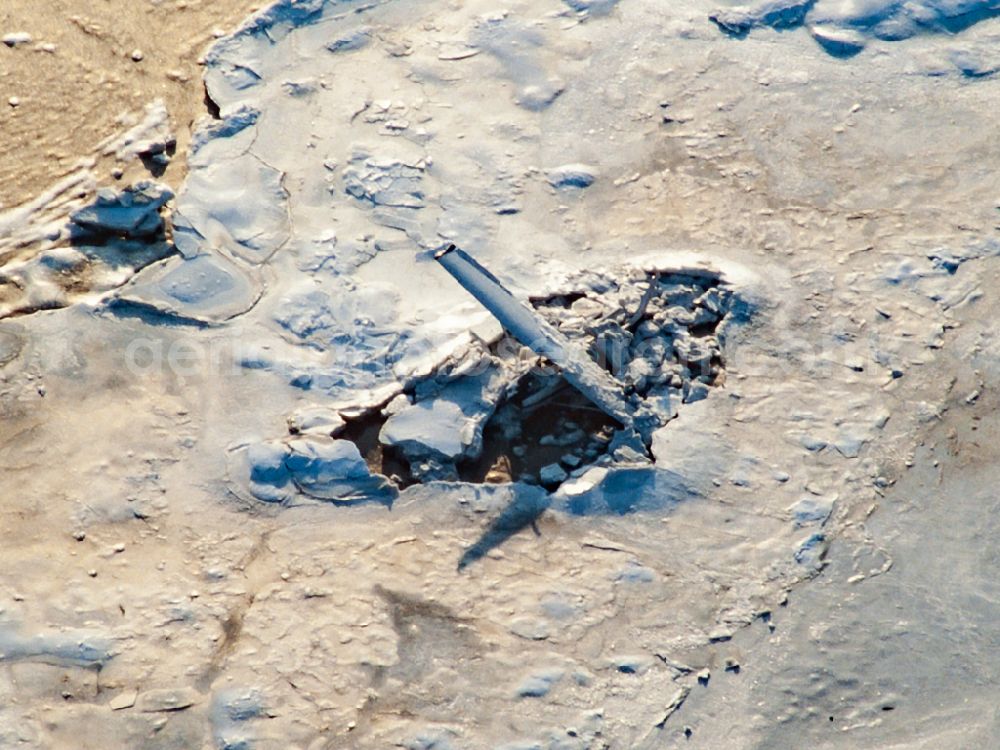 Aerial photograph Hoyer - Winter aerial view Plane wreck on an ice floe in Hoyer in Syddanmark, Denmark