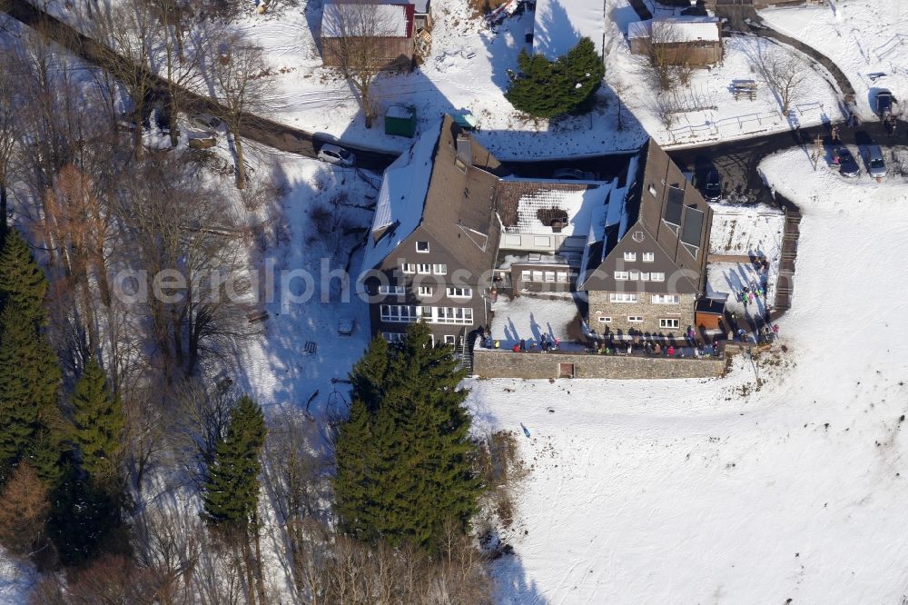 Hessisch Lichtenau from above - Wintry snowy Sport- and Leisure Centre of toboggan run on Hohen Meissner in Hessisch Lichtenau in the state Hesse, Germany