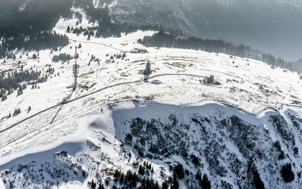 Aerial photograph Feldberg (Schwarzwald) - Wintry snowy rocky and mountainous landscape in Feldberg (Schwarzwald) at Schwarzwald in the state Baden-Wuerttemberg, Germany