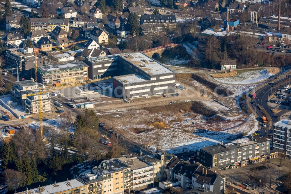 Aerial image Heiligenhaus - Winter aerial photo New building of the green campus Velbert / Heiligenhaus of the Bochum University of Applied Sciences in Heiligenhaus, North Rhine-Westphalia