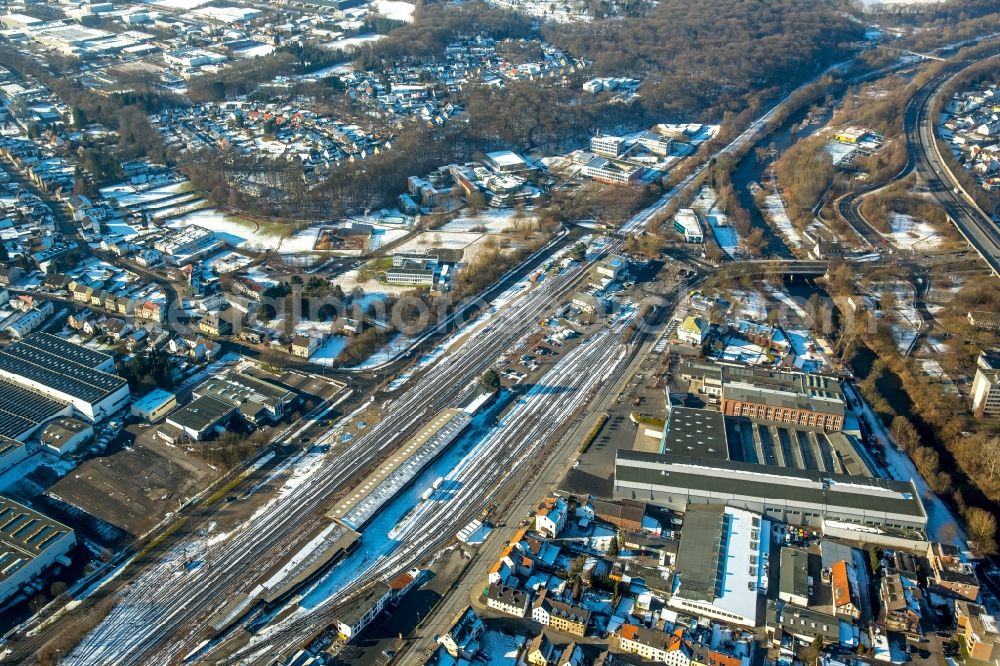 Aerial photograph Arnsberg - Wintry snowy district Huesten in Arnsberg in the state North Rhine-Westphalia