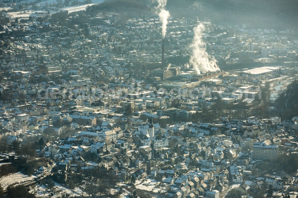 Arnsberg from above - Wintry snowy district Neheim in Arnsberg in the state North Rhine-Westphalia