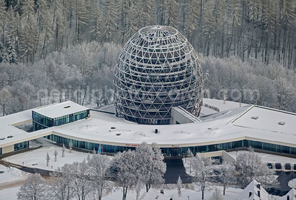 Aerial photograph Winterberg - Wintry snowy oversum Vita Resort in Winterberg in the Upper Sauerland in the federal state of North Rhine-Westphalia