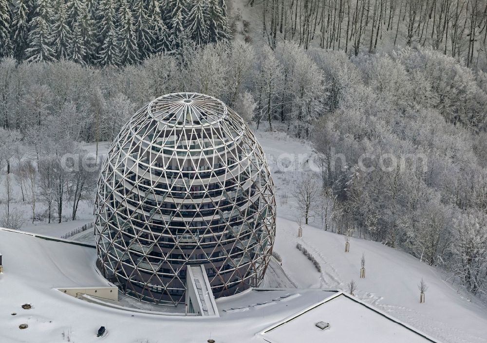 Aerial image Winterberg - Wintry snowy oversum Vita Resort in Winterberg in the Upper Sauerland in the federal state of North Rhine-Westphalia