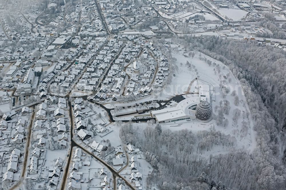 Aerial photograph Winterberg - Wintry snowy oversum Vita Resort in Winterberg in the Upper Sauerland in the federal state of North Rhine-Westphalia