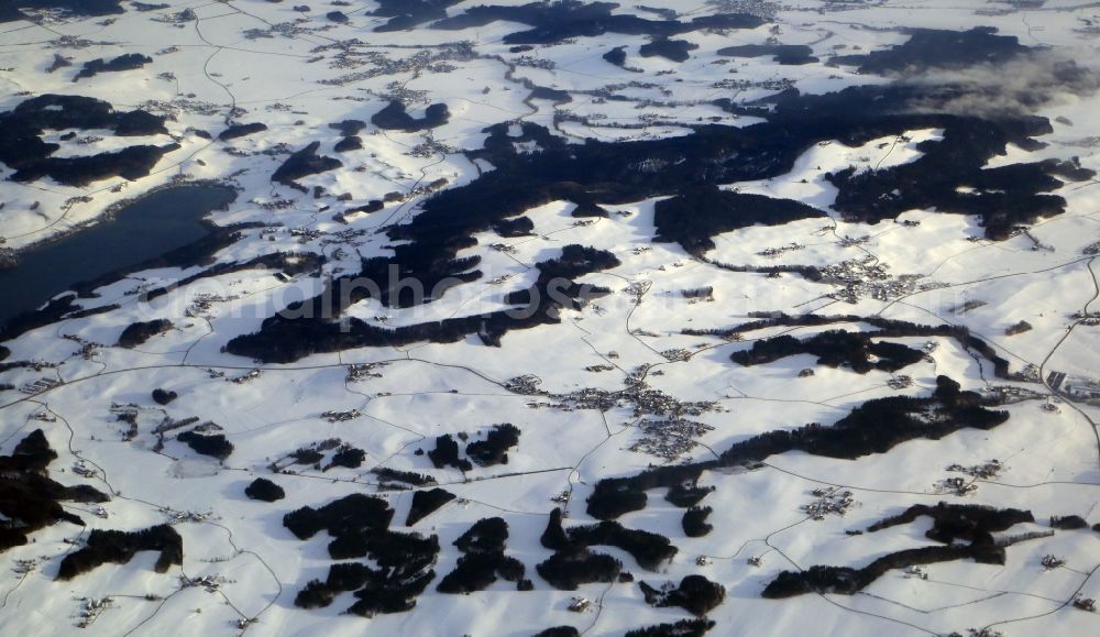 Aerial image Schleedorf - Wintry snowy landscape at Schleedorf in Salzburg, Austria