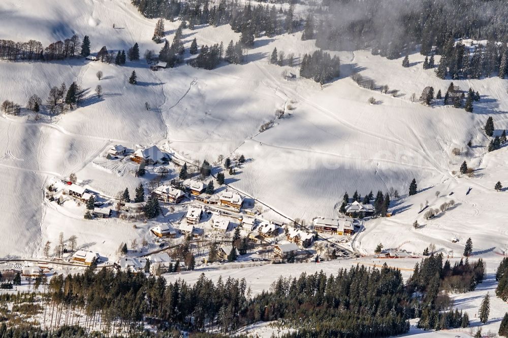 Aerial image Todtnau - Wintry snowy the district Totnauberg in Todtnau in the state Baden-Wurttemberg, Germany