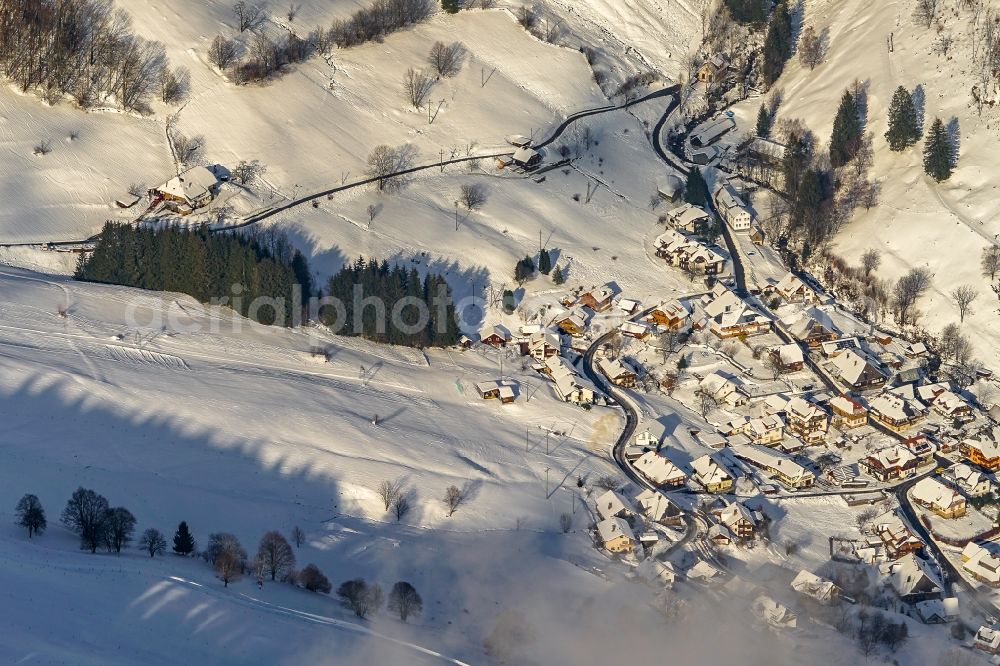 Todtnau from above - Wintry snowy the district Totnauberg in Todtnau in the state Baden-Wurttemberg, Germany