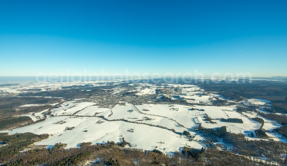 Aerial image Warstein - Wintery air picture town view of Warstein in the federal state North Rhine-Westphalia