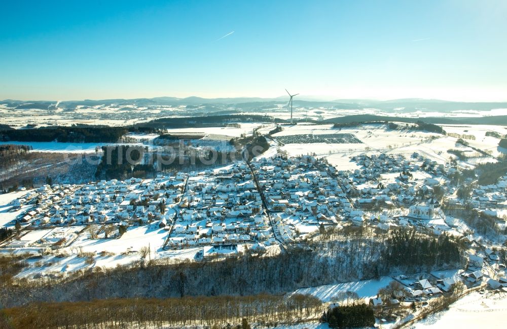 Brilon from above - Wintry snowy Outskirts residential in Brilon in the state North Rhine-Westphalia