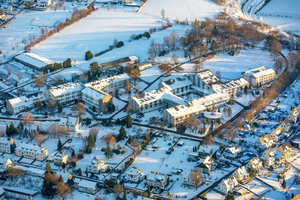 Aerial image Bestwig - Wintry snowy Student Residence - Building BERUFSKOLLEG Bergkloster Bestwig Zum Bergkloster in the district Ostwig in Bestwig in the state North Rhine-Westphalia