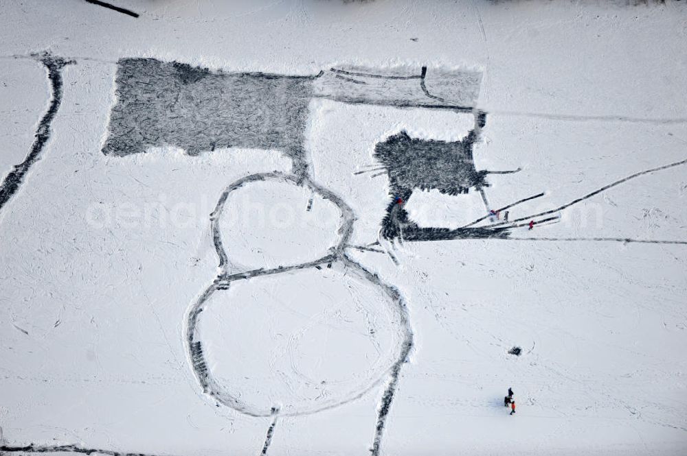 Aerial photograph Berlin - Winter sports with skating on the lake in Berlin Biesdorf. Ice skating is once again become a national pastime