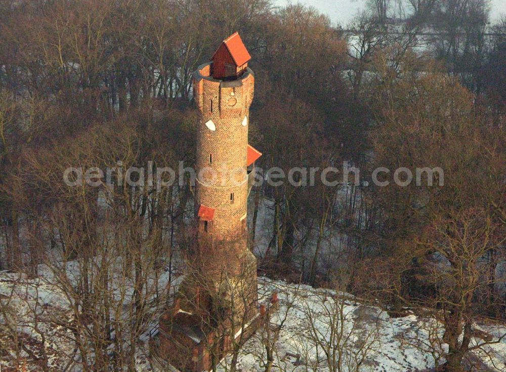 Aerial image Bad Freienwalde / Brandenburg - 24.01.2006 Bad Freienwalde Blick auf den verschneiten Bismarckturm, an der B167, zwischen Bad Freienwalde und Falkenberg, am Hang des Barnim. Tel : 03344-332370; Fax : 03344-332370