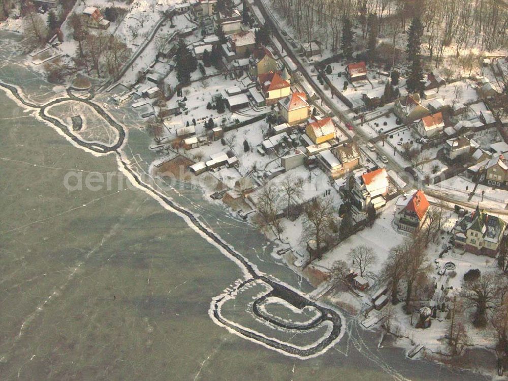 Aerial image Buckow / Brandenburg - 24.01.2006 Buckow / Brandenburg Blick auf die winterlich verschneite Kurstadt Buckow am Schermüzelsee.