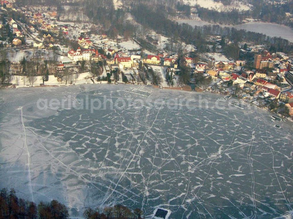 Aerial photograph Buckow / Brandenburg - 24.01.2006 Buckow / Brandenburg Blick auf die winterlich verschneite Kurstadt Buckow am Schermüzelsee.