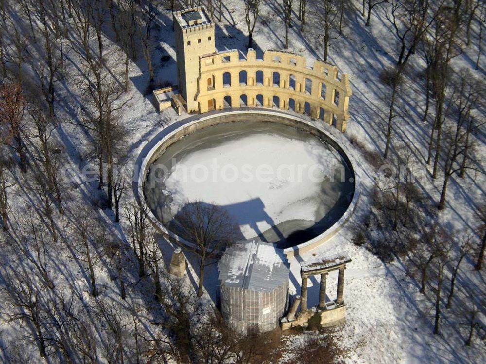 Aerial image Potsdam/Brandenburg - Winterstimmung auf dem Ruinenberg am Schloß Sanssouci in Potsdam Webmaster@Park-Sanssouci.de Pilot: Grahn