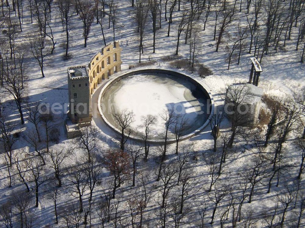 Aerial photograph Potsdam/Brandenburg - Winterstimmung auf dem Ruinenberg am Schloß Sanssouci in Potsdam Webmaster@Park-Sanssouci.de Pilot: Grahn