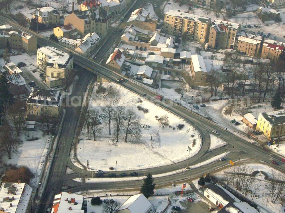 Bad Freienwalde / Brandenburg from the bird's eye view: 24.01.2006 Bad Freienwalde Blick auf die winterlich verschneite Stadtmitte von Bad Freienwalde.