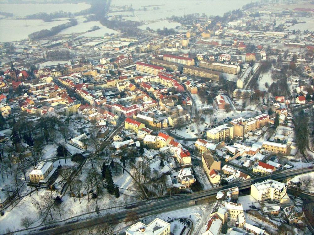 Aerial photograph Bad Freienwalde / Brandenburg - 24.01.2006 Bad Freienwalde Blick auf die winterlich verschneite Stadtmitte von Bad Freienwalde.