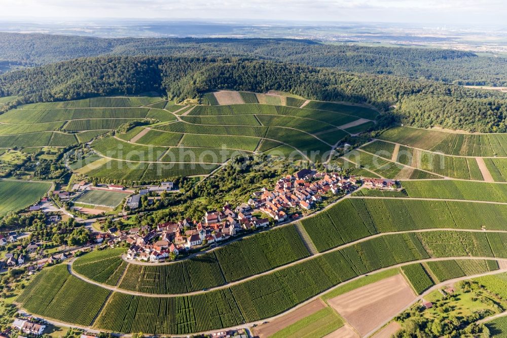 Hohenhaslach from above - Village - view on the top of wine yards in Hohenhaslach in the state Baden-Wurttemberg, Germany