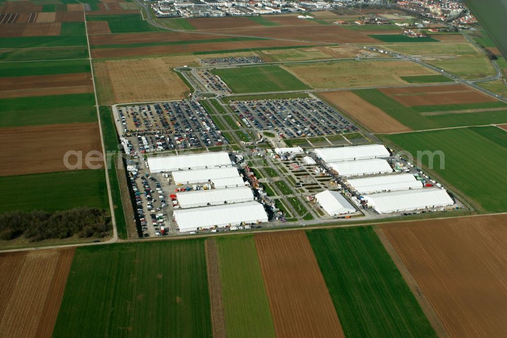 Aerial image Mainz - Business Park Mainz - Rhine at the Ludwig Erhard-Strasse in Mainz in the state Rhineland-Palatinate