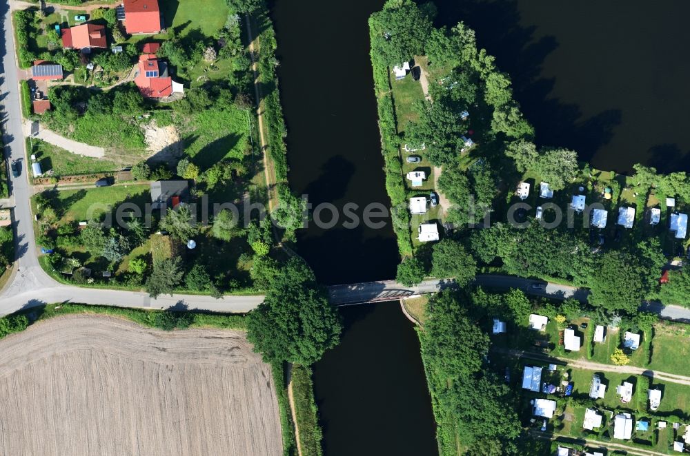 Basedow from the bird's eye view: Agricultural road bridge Lanze-Basedow over the Elbe-Luebeck-Canal in Basedow in the state Schleswig-Holstein