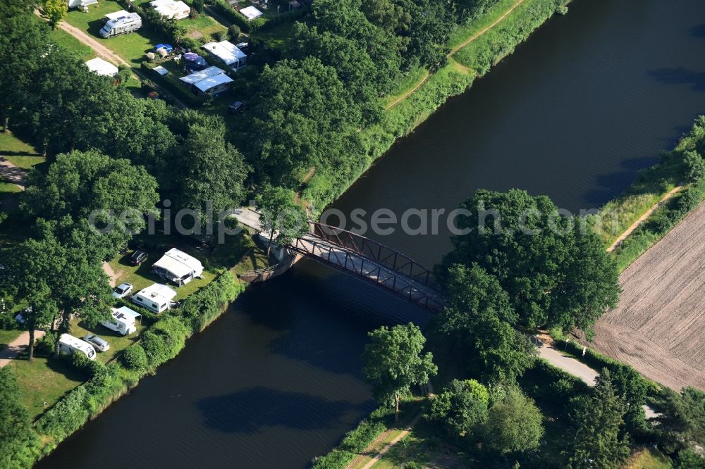 Basedow from the bird's eye view: Agricultural road bridge Lanze-Basedow over the Elbe-Luebeck-Canal in Basedow in the state Schleswig-Holstein