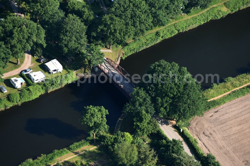 Aerial image Basedow - Agricultural road bridge Lanze-Basedow over the Elbe-Luebeck-Canal in Basedow in the state Schleswig-Holstein