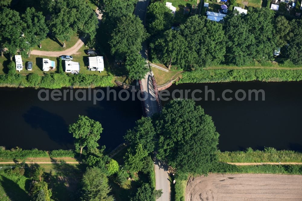 Aerial photograph Basedow - Agricultural road bridge Lanze-Basedow over the Elbe-Luebeck-Canal in Basedow in the state Schleswig-Holstein