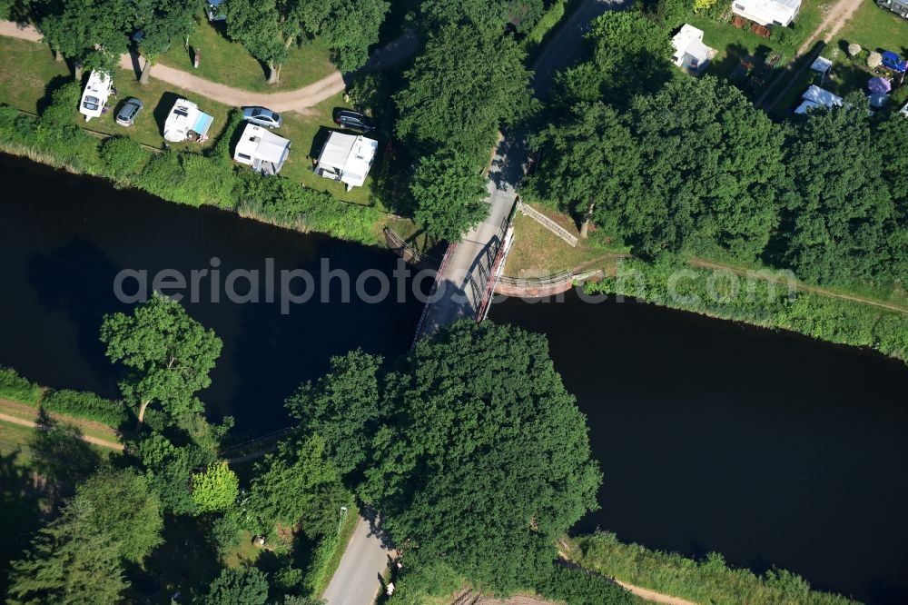 Basedow from the bird's eye view: Agricultural road bridge Lanze-Basedow over the Elbe-Luebeck-Canal in Basedow in the state Schleswig-Holstein