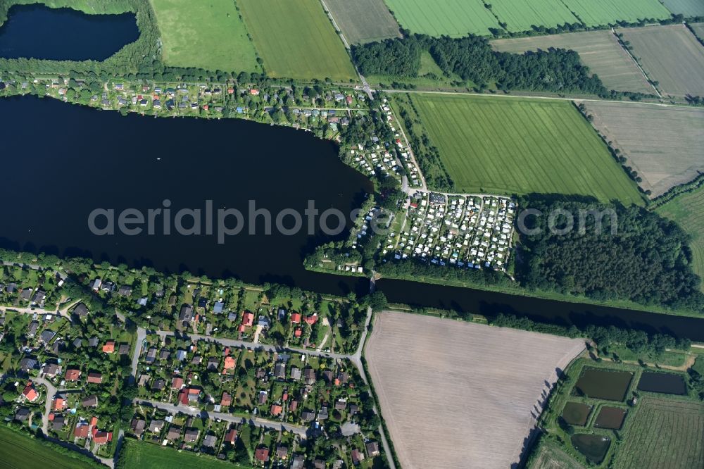 Aerial photograph Basedow - Agricultural road bridge Lanze-Basedow over the Elbe-Luebeck-Canal in Basedow in the state Schleswig-Holstein