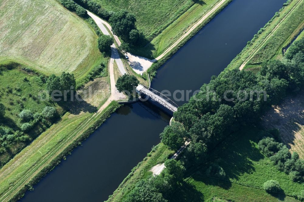 Buchhorst from above - Agricultural road bridge Lanze-Buchhorst over the Elbe-Luebeck-Canal in Buchhorst in the state Schleswig-Holstein