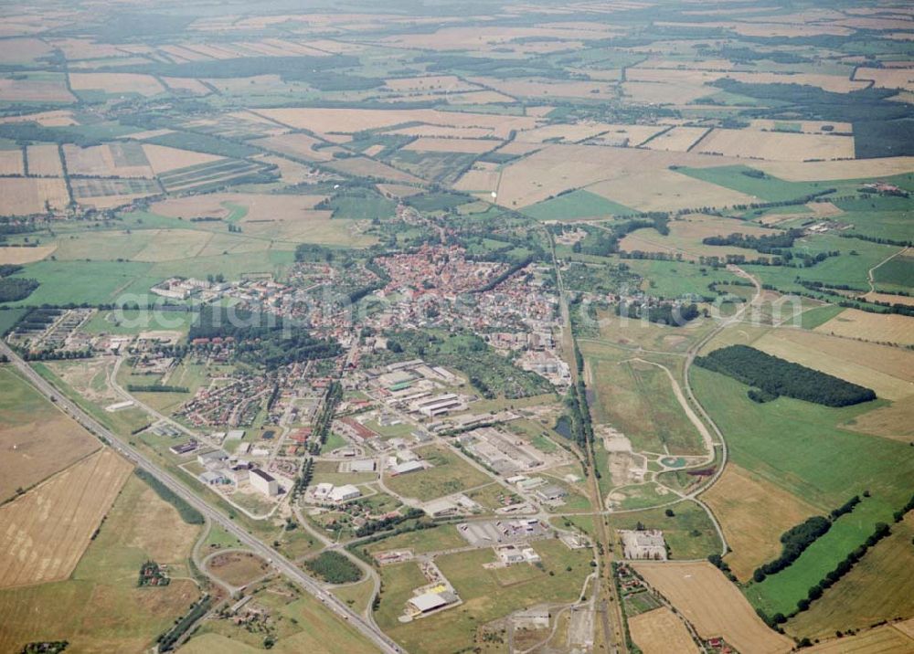 Aerial photograph Wittenburg / Mecklenburg - Vorpommern - Wittenburg mit Gewerbegebiet an der Autobahn in Mecklenburg - Vorpommern