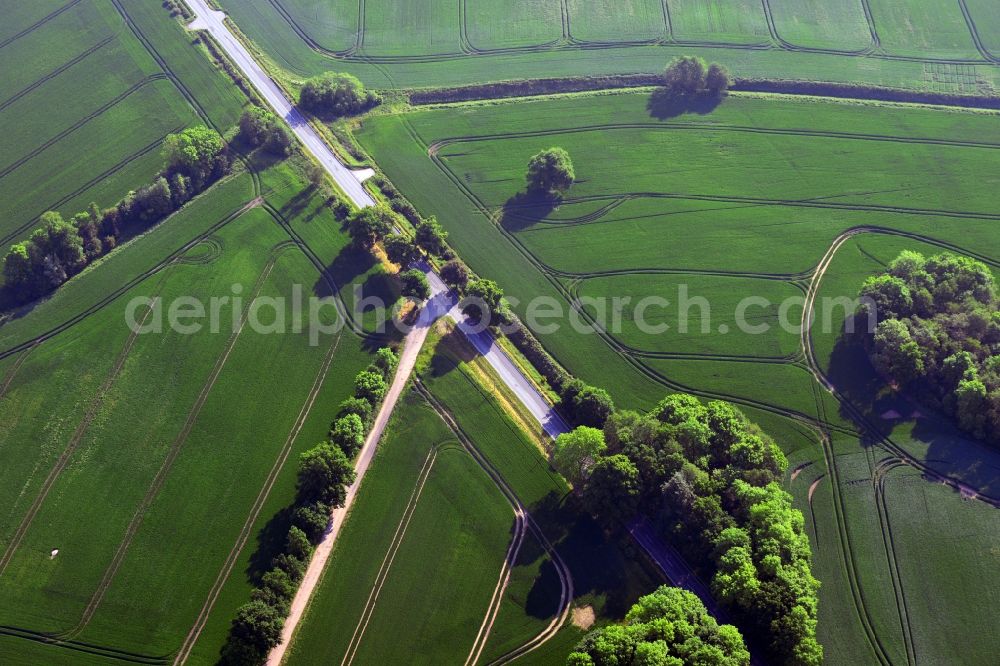 Schildetal from above - View of the Wittenburger Strasse in Schildetal in the state of Mecklenburg-West Pomerania