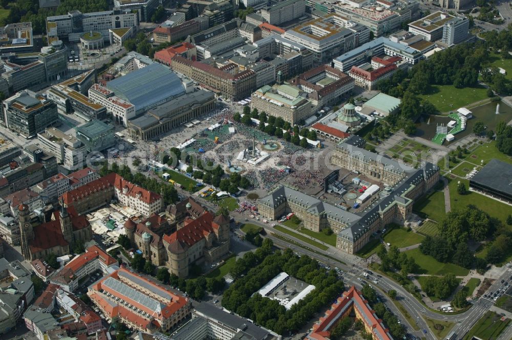 Stuttgart from the bird's eye view: World Cup 2006 - Football transmission on a big screen at the Palace Square in the center of downtown Stuttgart in Baden-Wuerttemberg