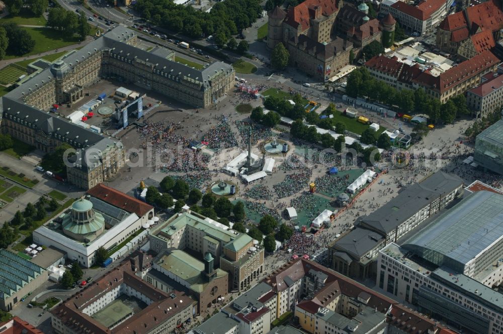 Aerial image Stuttgart - World Cup 2006 - Football transmission on a big screen at the Palace Square in the center of downtown Stuttgart in Baden-Wuerttemberg