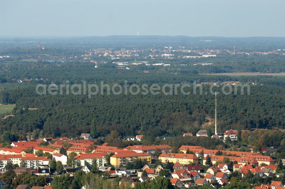 Aerial image Premnitz - Blick auf die Wohn- und Fabrikarbeitersiedlungen am Havelufer / Alte Hauptstraße in Premnitz