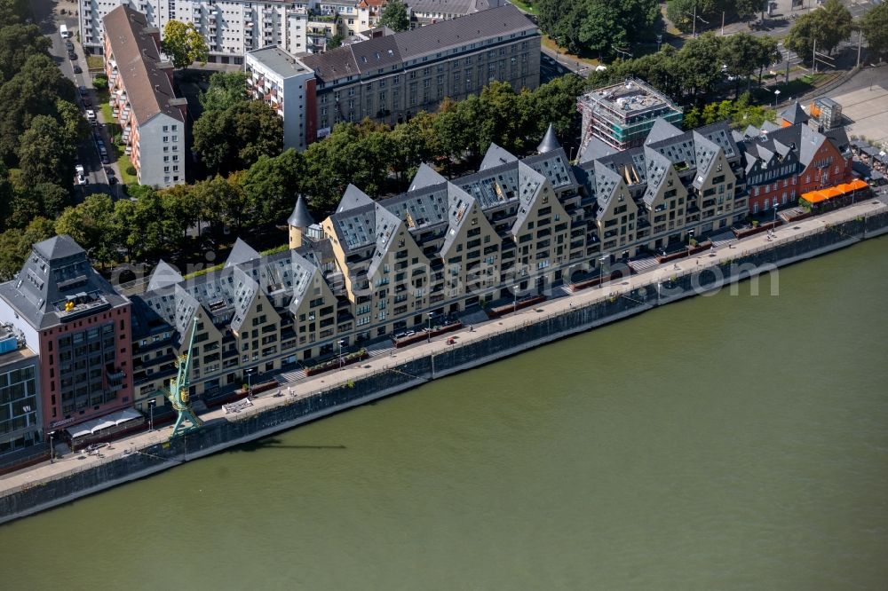 Köln from above - Residential and commercial building on Agrippinawerft in the district Neustadt-Sued in Cologne in the state North Rhine-Westphalia, Germany