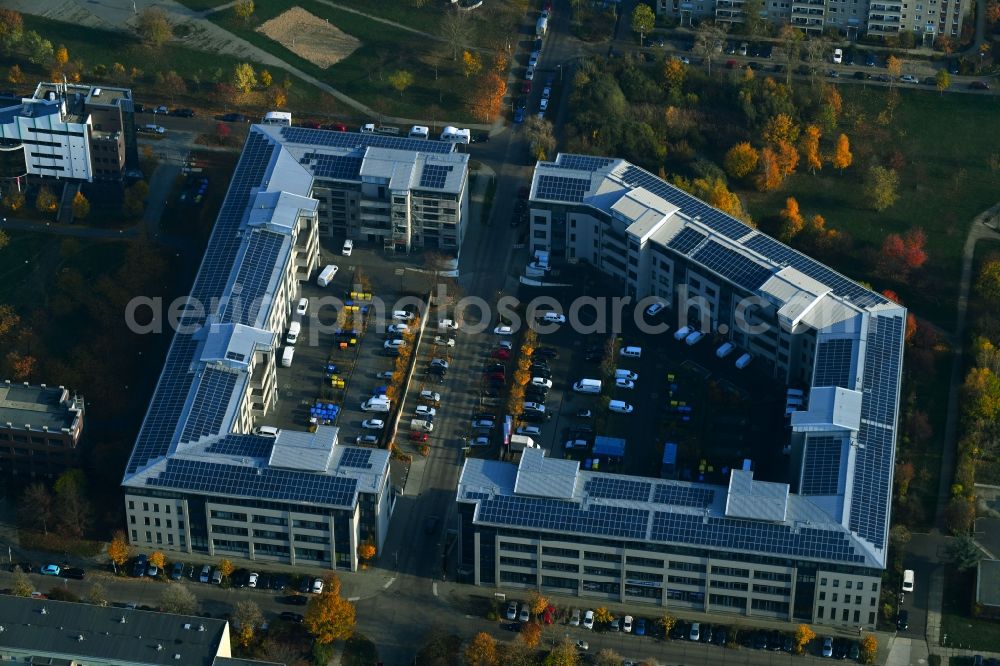 Aerial image Berlin - Residential and commercial building along of Doebelner Strasse in the district Hellersdorf in Berlin, Germany