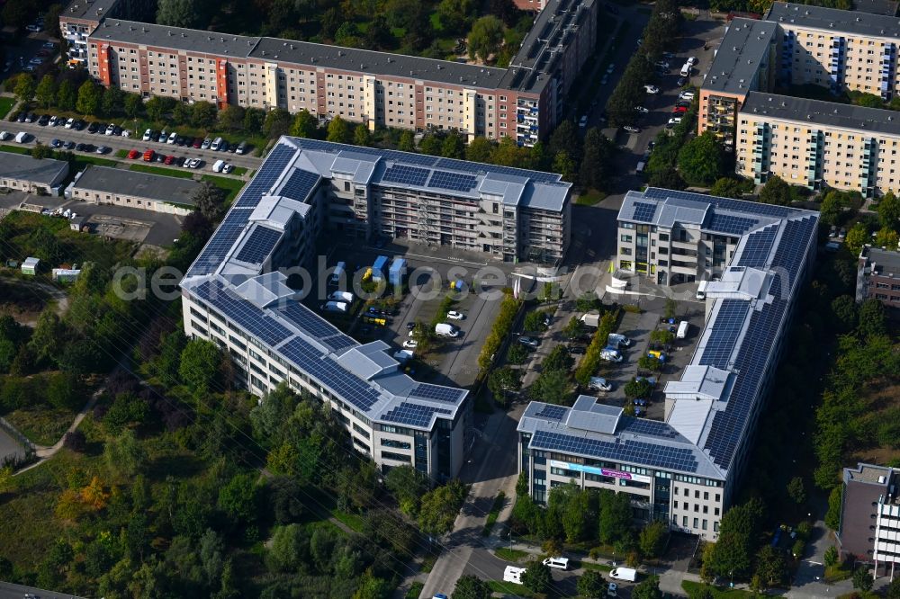 Aerial photograph Berlin - Residential and commercial building along of Doebelner Strasse in the district Hellersdorf in Berlin, Germany