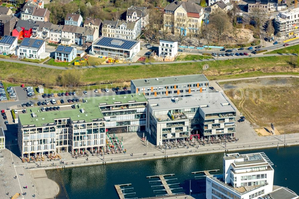 Aerial photograph Dortmund - Residential and commercial building along of Hafenpromendade in Dortmund in the state North Rhine-Westphalia, Germany