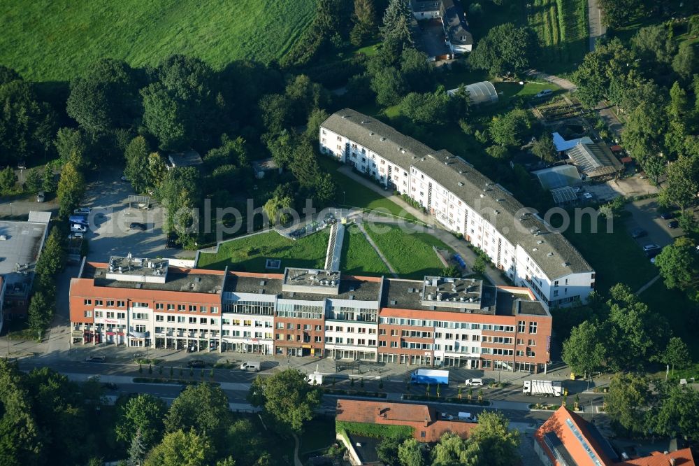 Aerial photograph Teltow - Residential and commercial building district along of Potsdamer Strasse in Teltow in the state Brandenburg, Germany