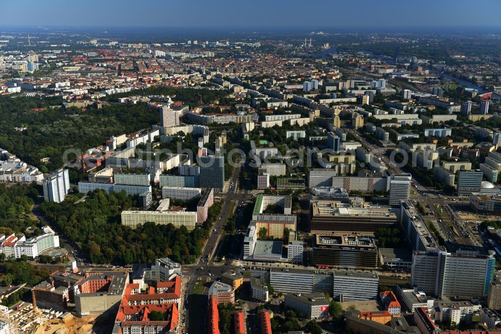 Berlin from above - Residential - commercial building - building in downtown East at the Otto-Braun-Strasse corner Moll- street in the Mitte district of Berlin