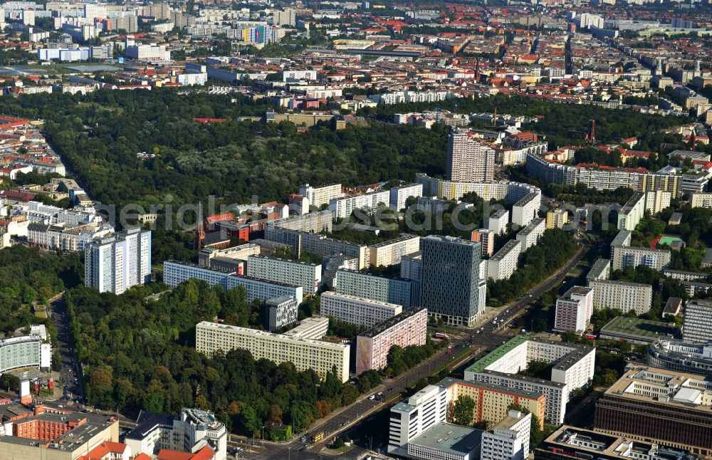 Berlin from above - Residential - commercial building - building in downtown East at the Otto-Braun-Strasse corner Moll- street in the Mitte district of Berlin