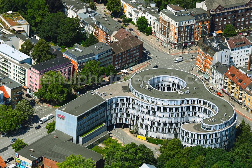 Aerial photograph Hamburg - Residential and commercial building Hamburger Welle on Luebecker Strasse in Hamburg, Germany